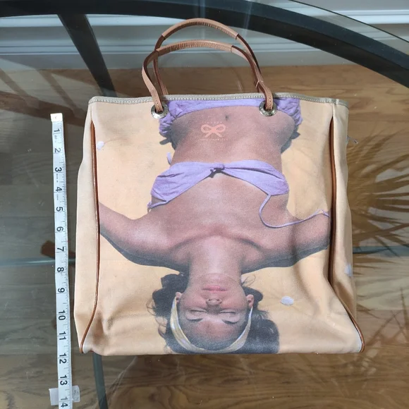 Vintage Anya Hindmarch printed Tote Bag 11x11x3.5" - Picture 7 of 16